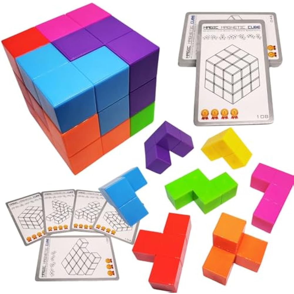 (XINBIDA) MAGCUBE Magcube Magnetic Blocks Tetris Educational Toys 3D Puzzle (Set of 2)