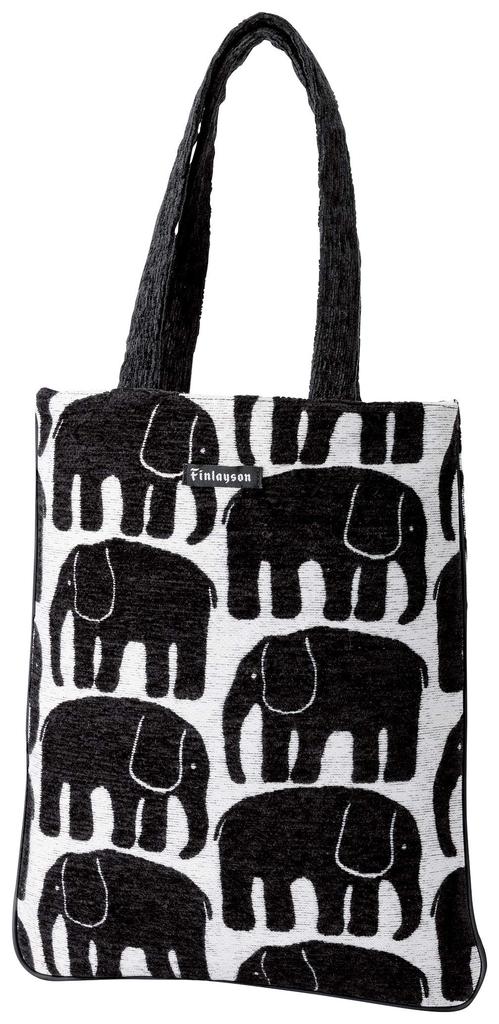 Marushin Finlayson Elephant Tote H35 x W28cm Gobelin 6105008500 Bag, (excluding handles), Elephant/Black, Weave, Mother's Day, Birthday, Gift,