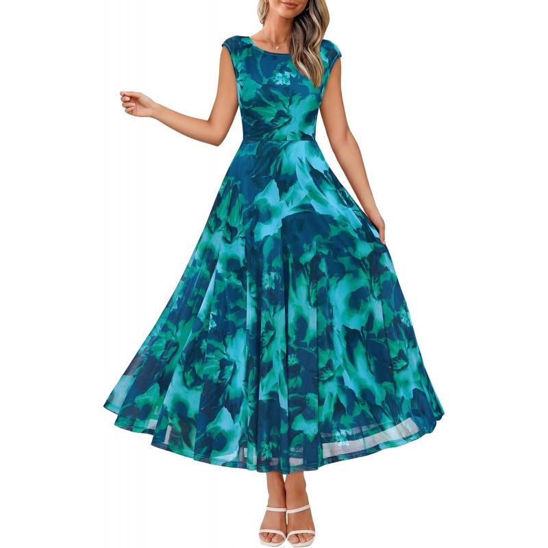 Huge good-looking 2026 summer new mesh loose high-end temperament lazy flower dress
