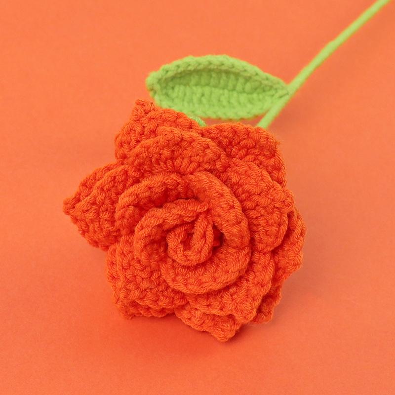 Simulated Crochet Tulips Carnations Red Roses DIY Handmade Flower Bouquets Birthday Gifts Wedding Souvenirs Mother Teacher's Day