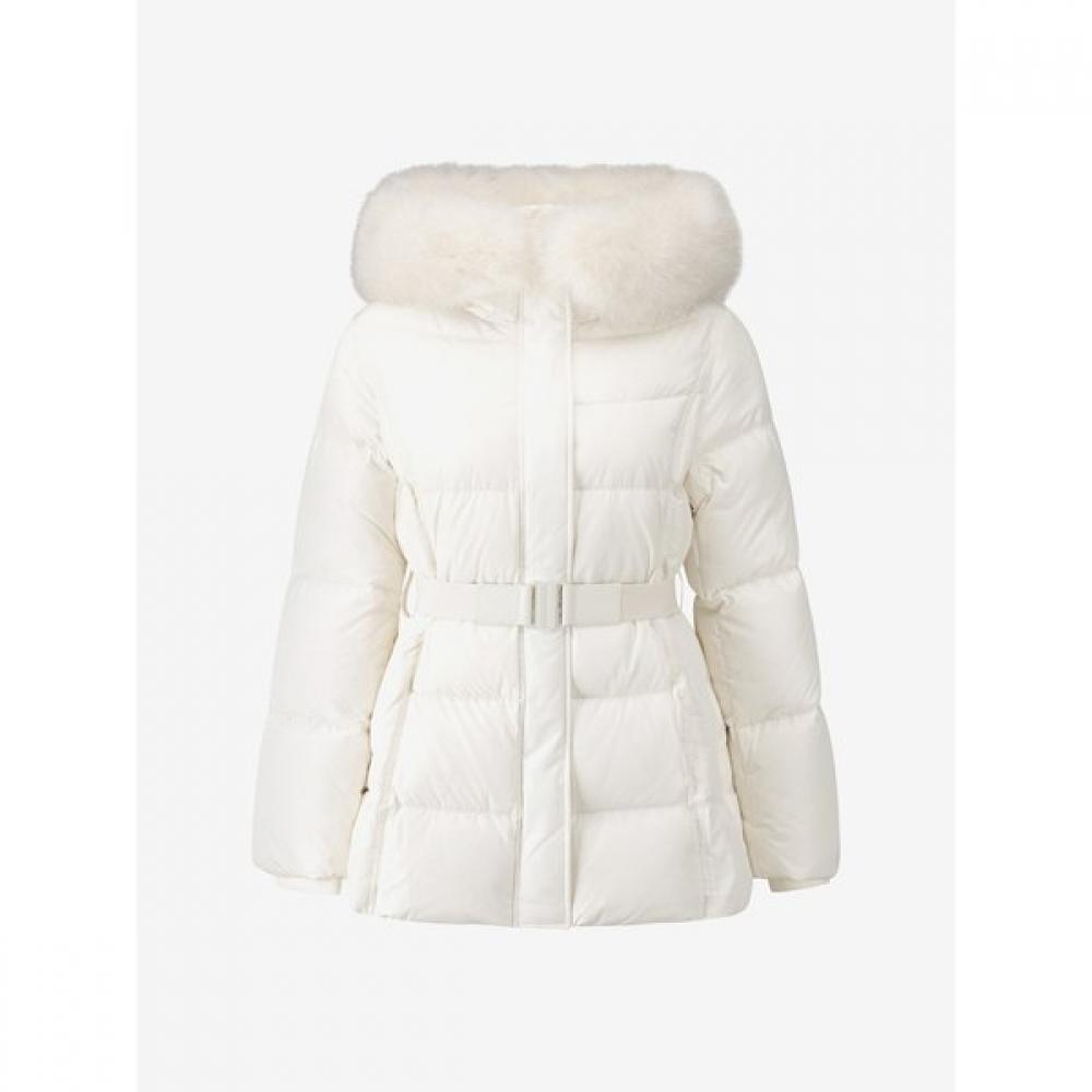 CC collect. Women S Fox Fur Belted Half Lightweight Down Cr c254pSg186