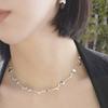 LAYOVV [Silver925] Flower chain choker necklace_Silver