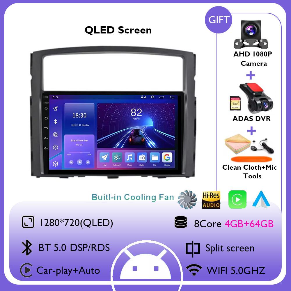 9" For Mitsubishi Pajero 4 V80 V90 2006 - 2014 Android 14 Car Radio Stereo Wireless Carplay Auto Multimedia Player GPS 4G+WIFI