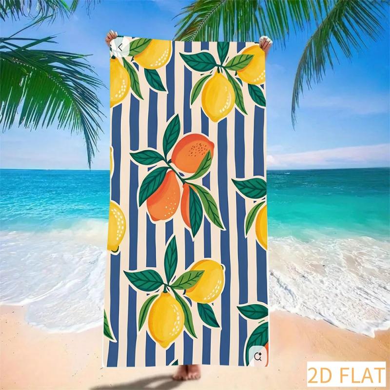 Lebendiges Zitronen-gestreiftes Strandtuch Super saugfähig Schnelltrocknend Mikrofaser Weich Sandfrei Decke für Sommer-Picknick