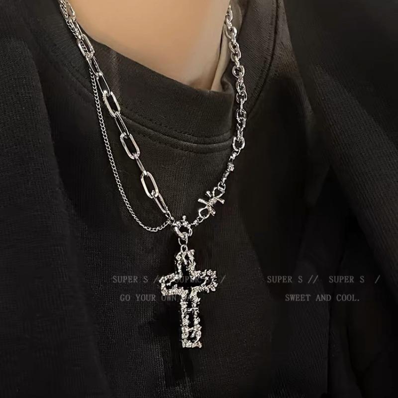 Punk hiphop cross necklace women's long hip hop sweater chain accessories men's trend fashion collarbone chain