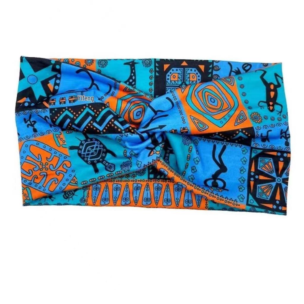 Women's Bohemian Cashew Yoga Headband - Sweat-Absorbing, Elastic Cotton Hair Accessory