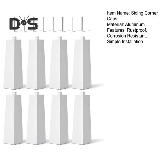 8-teilige Ecken für Aluminiumverkleidungen, rostfrei, korrosionsbeständig, hohe Festigkeit, weiße Farbe, glatte Aluminium-Eckverkleidung, Eckkappen