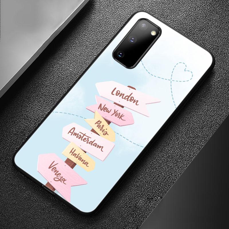 Lustige Reisekarte Handyhülle für Samsung Galaxy S20 S21 FE S10 Lite Note 20 10 Lite S8 S9 S10E S10 Plus Ultra Schwarz Weiche Hülle
