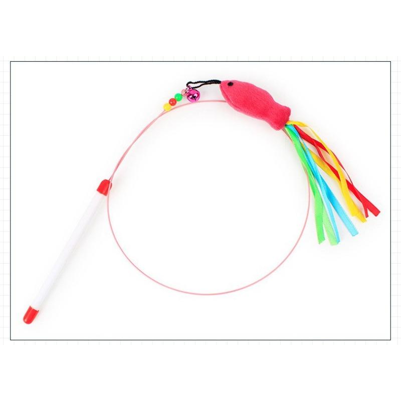 Mido Cat Stick, Steel Wire Fish, Elastic Cat Toy, Bell Feather Cat Interactive Toy