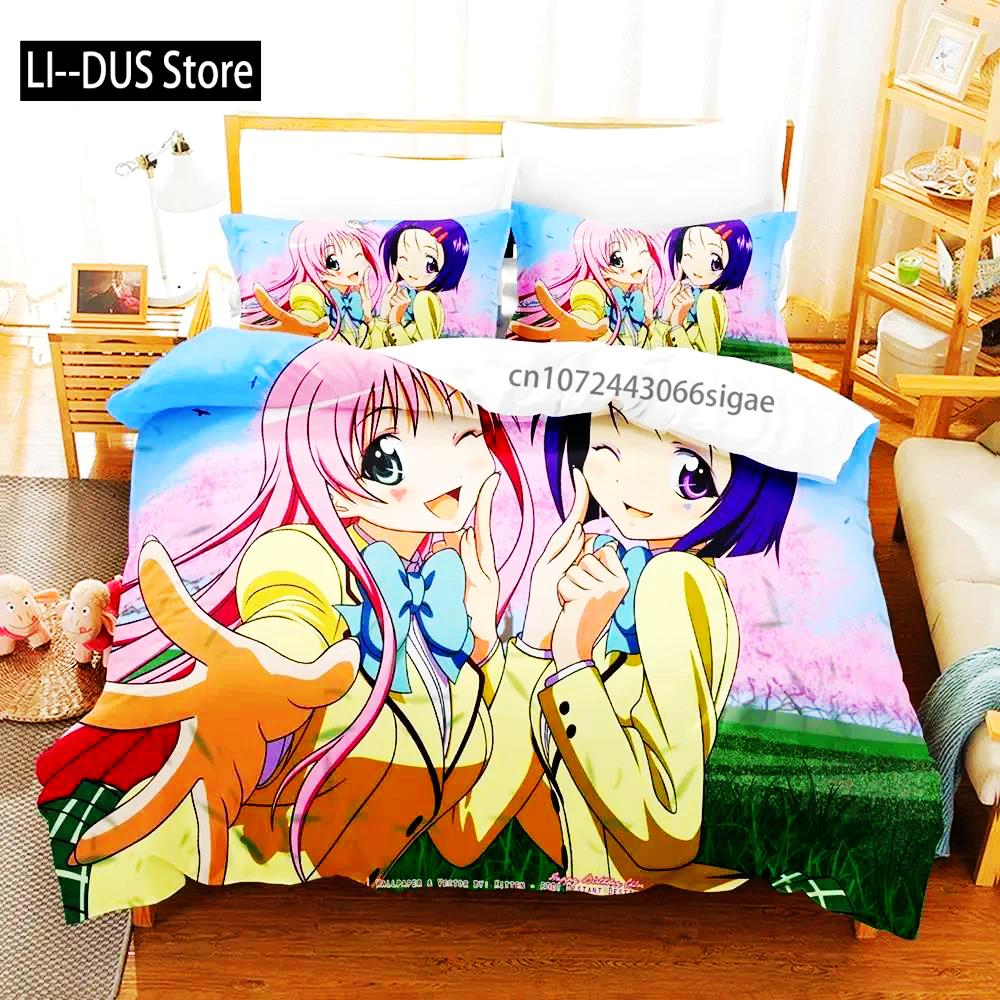 2024 Anime Adult Boys Bedspread Single Double Queen King Size To Love Ru Duvet Cover Bed Set Quilt Cover Pillowcase