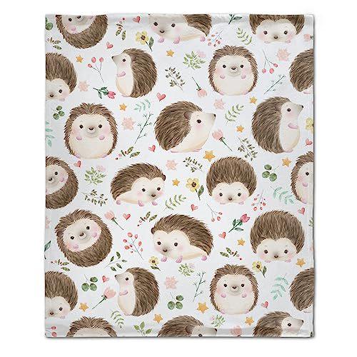 Hedgehog Print Blanket Soft Children's Flannel Blanket for Girls Gift Blanket Living Room Decorative Blanket