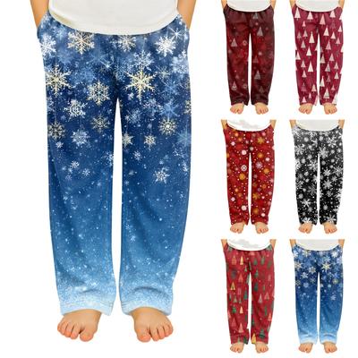 Çocuk Yumuşak Rahat Pijama Altı Günlük Noel Baskılı Ev Pantolonu