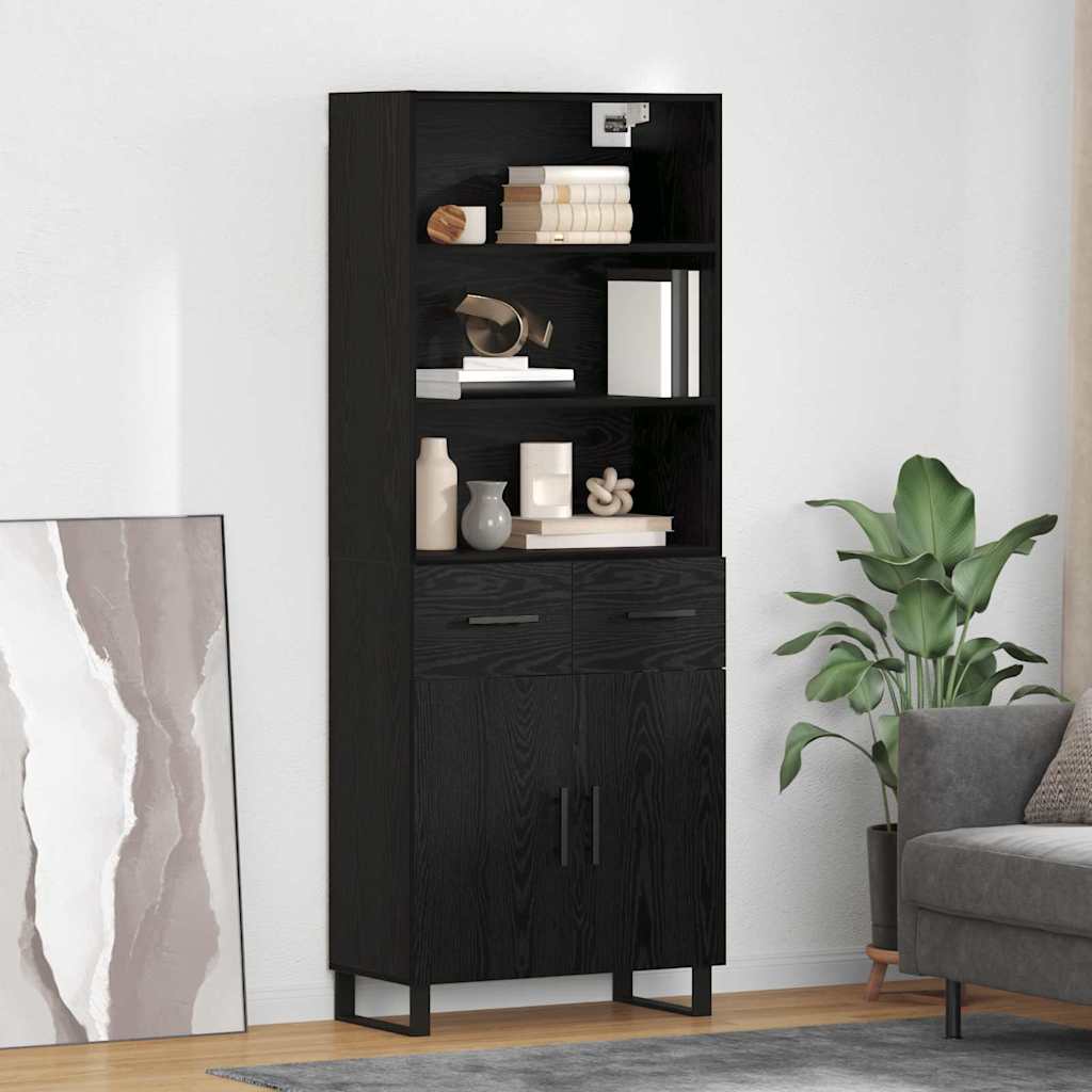 Highboard 2 pcs Black Oak Effect 69.5 x 34 x 180 cm