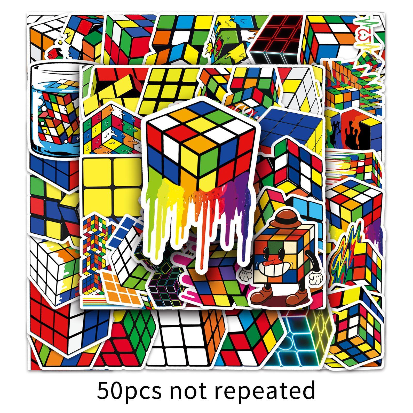 

50 Pcs Magic Cube Designer Toys Animation Waterproof Stickers Creative Graffiti Skateboard Notebook Laptop Decoration Sticker