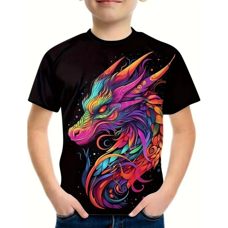 Boys Kids Clothes 3D Print Cartoon Dinosaur Graphic T Shirts Fashions Summer Streetwear O-Neck Short Sleeves T-Shirts for Boys