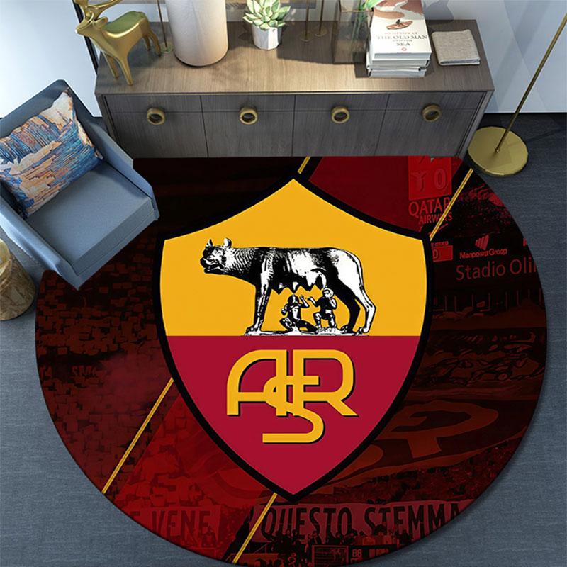 Associazione Sportiva Roma, Tappeto Rotondo, Tappeto per Soggiorno Camera da Letto Divano Sala Giochi Decorazione, Tappetino Antiscivolo