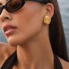 New Fashion Creative Stainless Steel 18K Gold Plated Square Stud Earrings Women Retro Spiral Striped Earrings Party Jewelry