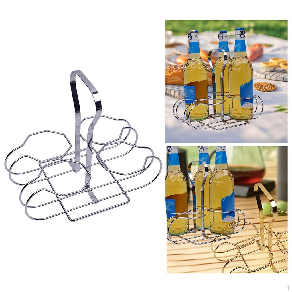 Bottle Carrier Beer Holder Crate Organizer with Handle Rack Storage Basket for Countertop Picnic