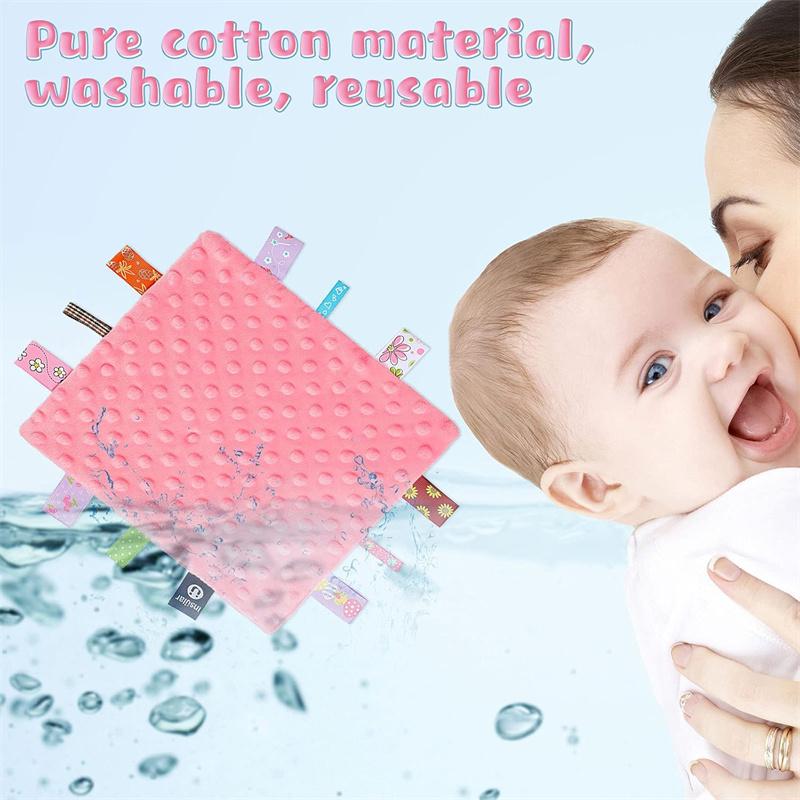 Baby Tag Security Blanket Baby Soothing Plush Blanket Sensory Soft Comforter Blanket Baby Anima