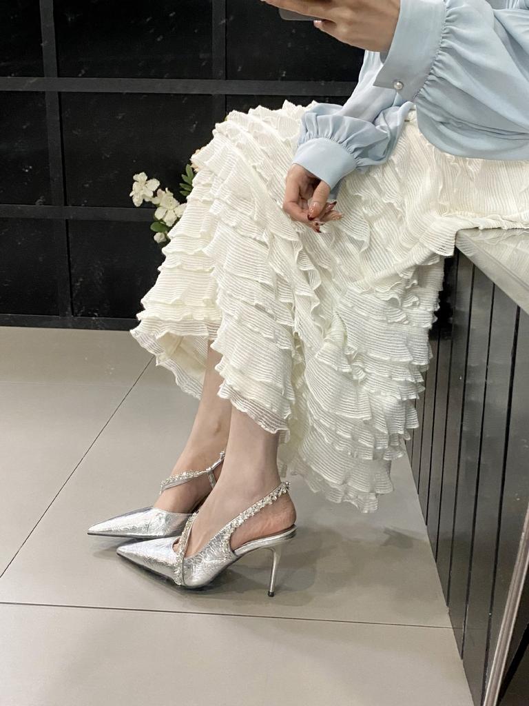 Women'S Shoes Spring Pointed Toe Thin Heel High Heel Elegant French Style Fashion Sexybeautiful Closed Toeback Strap