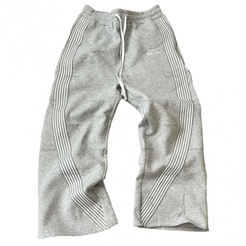 Striped Fleece Sweatpants Loose Fit Streetwear Casual Pants Men Women
