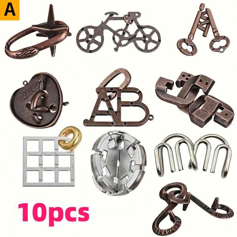 

10pcs Adult Classic Metal Puzzle Locks Miniature Ornaments Snake Key Bicycle Lock Etc Each Level Offers Different Challenge 18+