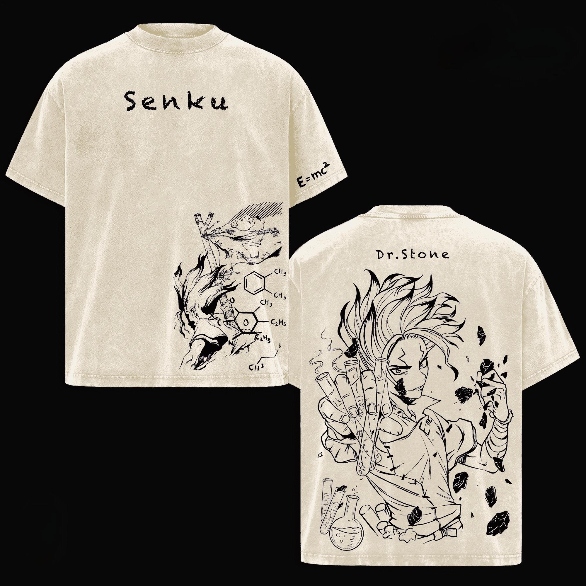 

Ishigami Senkuu Dr.STONE T-shirt Anime Printed Y2k Washed Oversized T Shirt Men s Clothing Summer Short Sleeve Cotton Tees Tops XXL бежевий