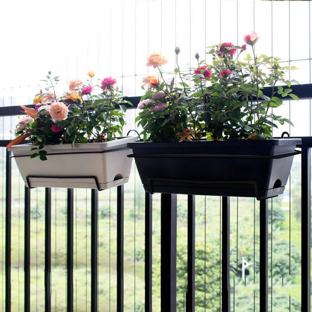 Balcony Railing Planter Plant Basket Fence Planter with Rack and Tray Flowerpot Window Box Planter for Deck Yard Countryside