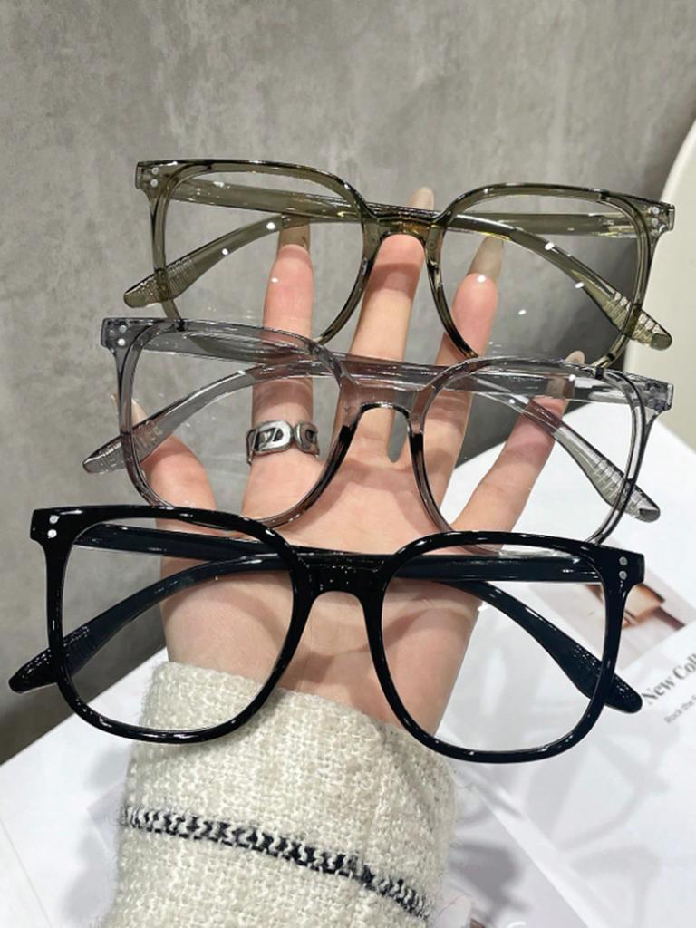 1Pc/3Pcs/4Pcs/5Pcs/6Pcs European and American Classic Popular Square Frame Glasses Set Men's and Women's Fashion Glasses