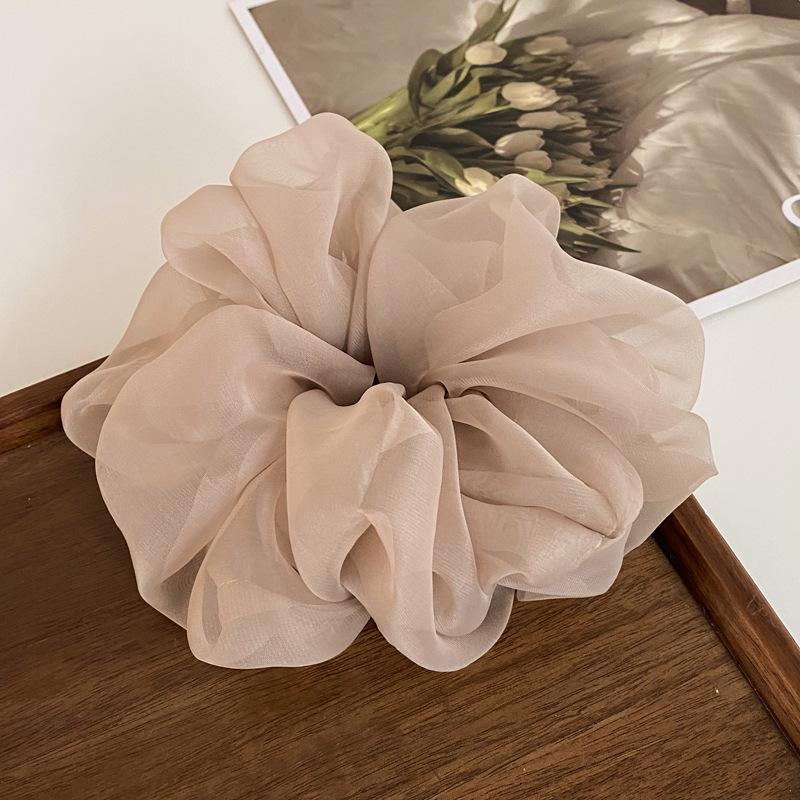 Sweet Oversized Organza Hair Ties Scrunchies Women Solid Color Mesh Hair Bands for Girls Summer Ponytail Holder Hair Accessories