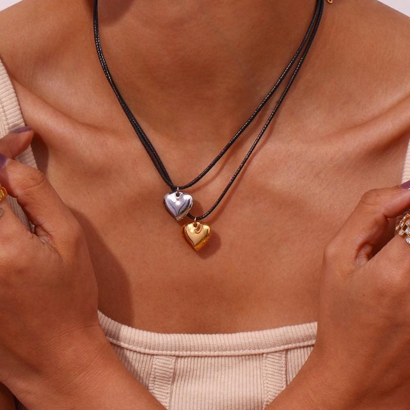 Fashion Neck Jewelry Heart Shape Pendant Necklace Chain Necklaces Rope Necklaces Alloy Material for Party Daily Wear