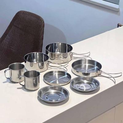 Stainless Steel Utensils Camping Dinnerware Set Lightweight Outdoor Cooking Gear Plate