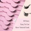 Charming and Sophisticated Fox-style Oblique Flying False Eyelashes, Half Eyelashes, Thick and Curly, Pack of Ten for Makeup