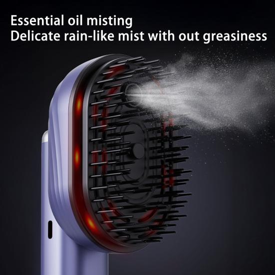 Escova de Cabelo Elétrica com Spray, Escova Portátil com Borrifador de Óleo Capilar, Escova Massageadora com Cabeça Vibratória Sem Fio, Escova Desembaraçadora Antiestática para Mulheres Homens