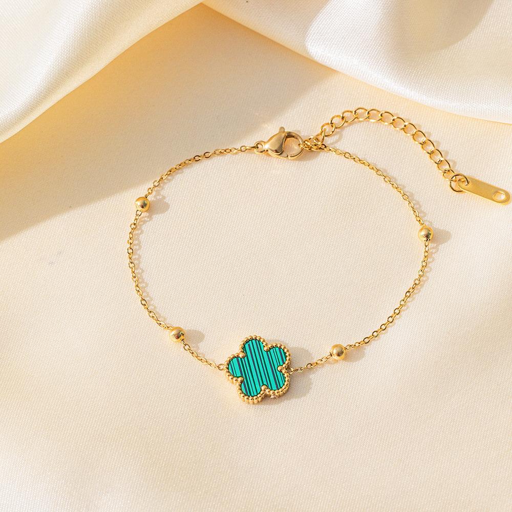 Popular Five-leaf Clover Bracelet Women's Single Flower Fritillary Bracelet Non-fading Simple and Versatile Jewelry