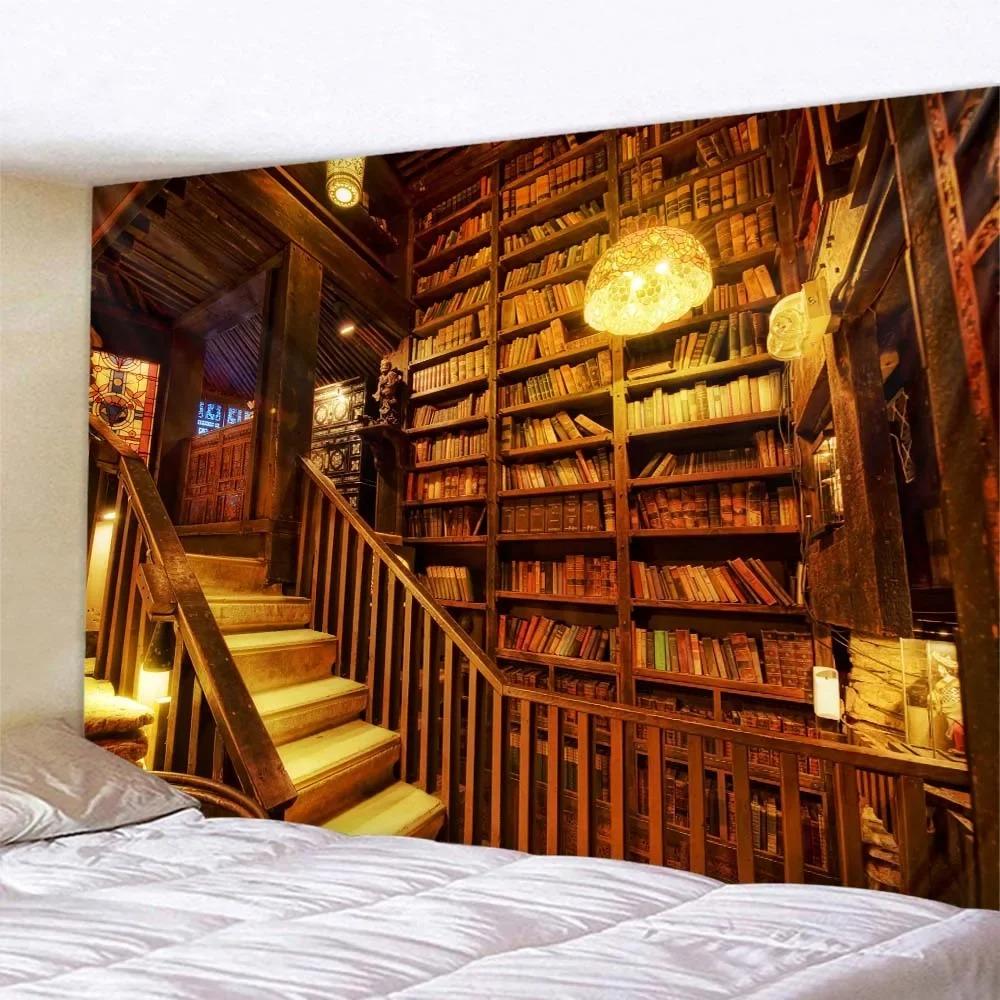 

Винтажный узор книжной полки, декоративный гобелен, декор для дома, стены, офиса, гостиной, гобелен 230x180cm