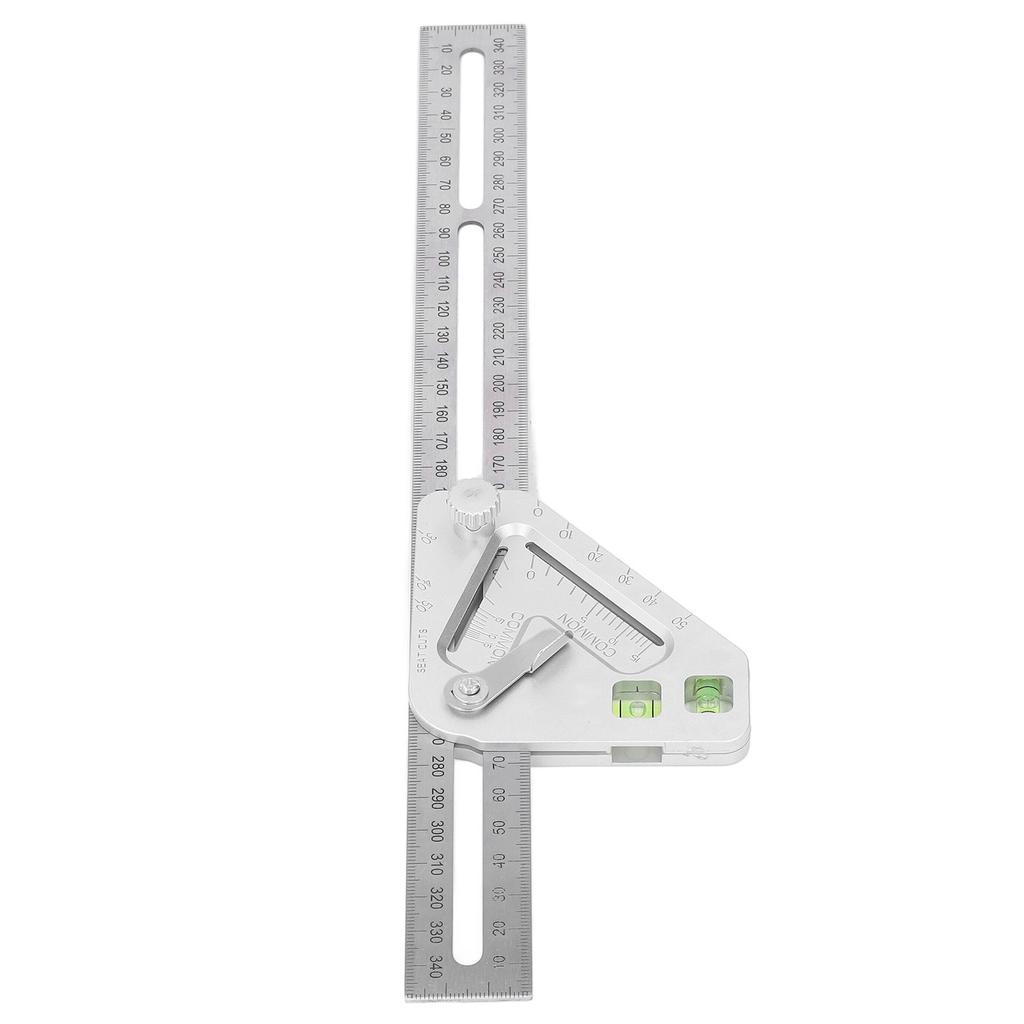 Woodworking Triangle Ruler Silver Flexible Wear Resistance Triangle Ruler with Bubble Level
