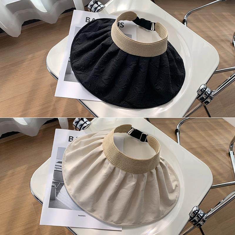 Summer Travel Sunshade Sunblock Hat Large Eaves Anti-Uv Temperament All Empty Top Hat Tidal Sun Hat Children'S Straw Hat