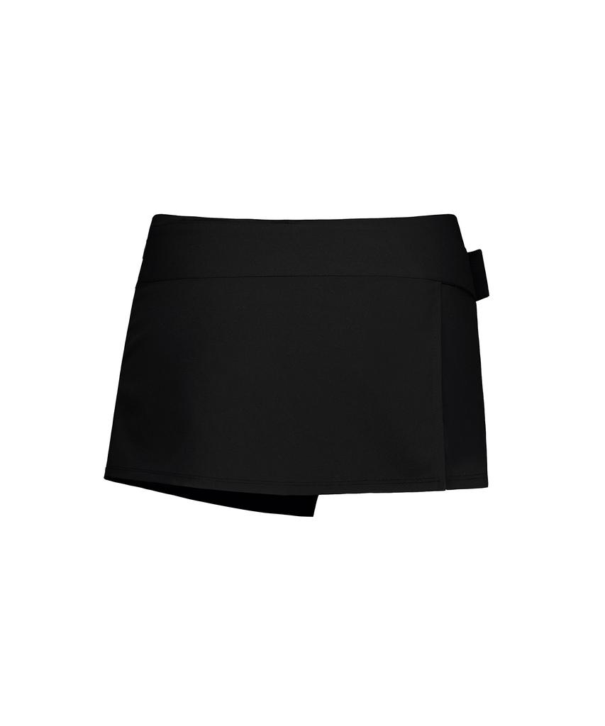 ROCKCAKE Wide Belt Wrap Skirt - Black