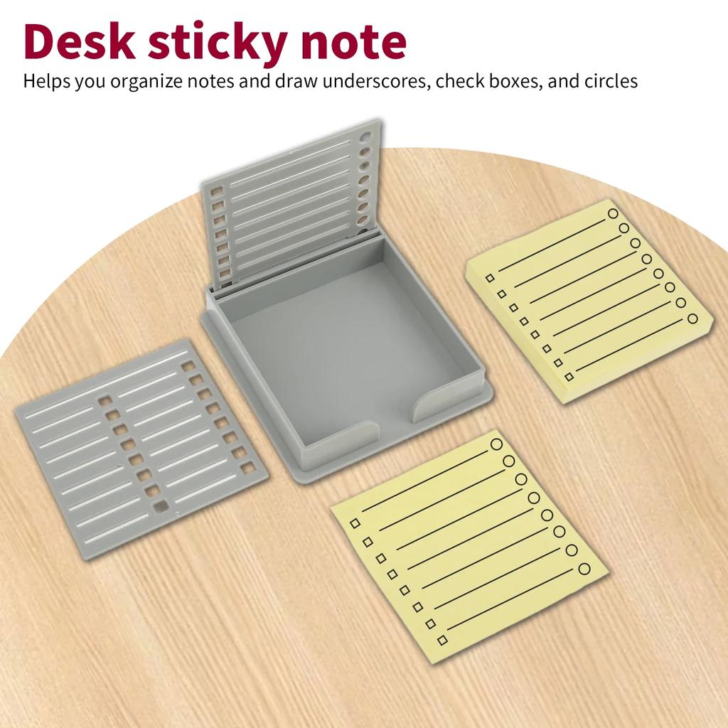 2Pcs Convenience Sticker Storage Box with Stencil Sticky Note Dispenser Plastic for 3x3Self-Sticky Note Pads(Sticky Not Contain)