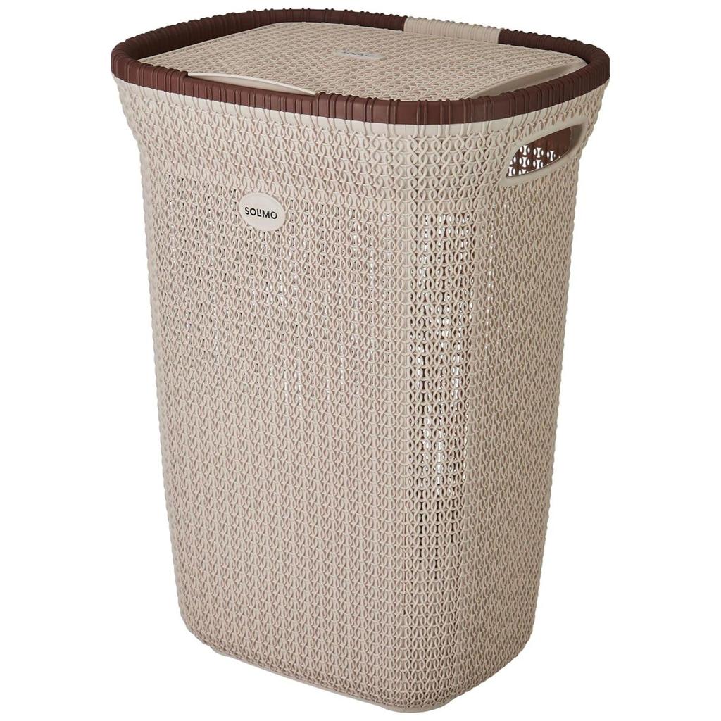 Knit Laundry Basket - Big - 55 Litres - 44 Cm X 35 Cm X 61 Cm | Royal Light Brown - Polypropylene