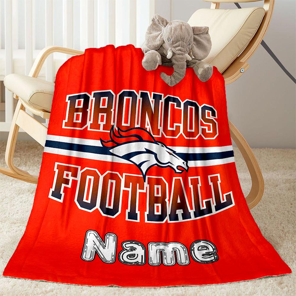 Denver Broncos Football Customize Your Name Blanket Throw Personalized Blanket Soft & Cozy Throw For Chair Livingroom Living Room Picnics