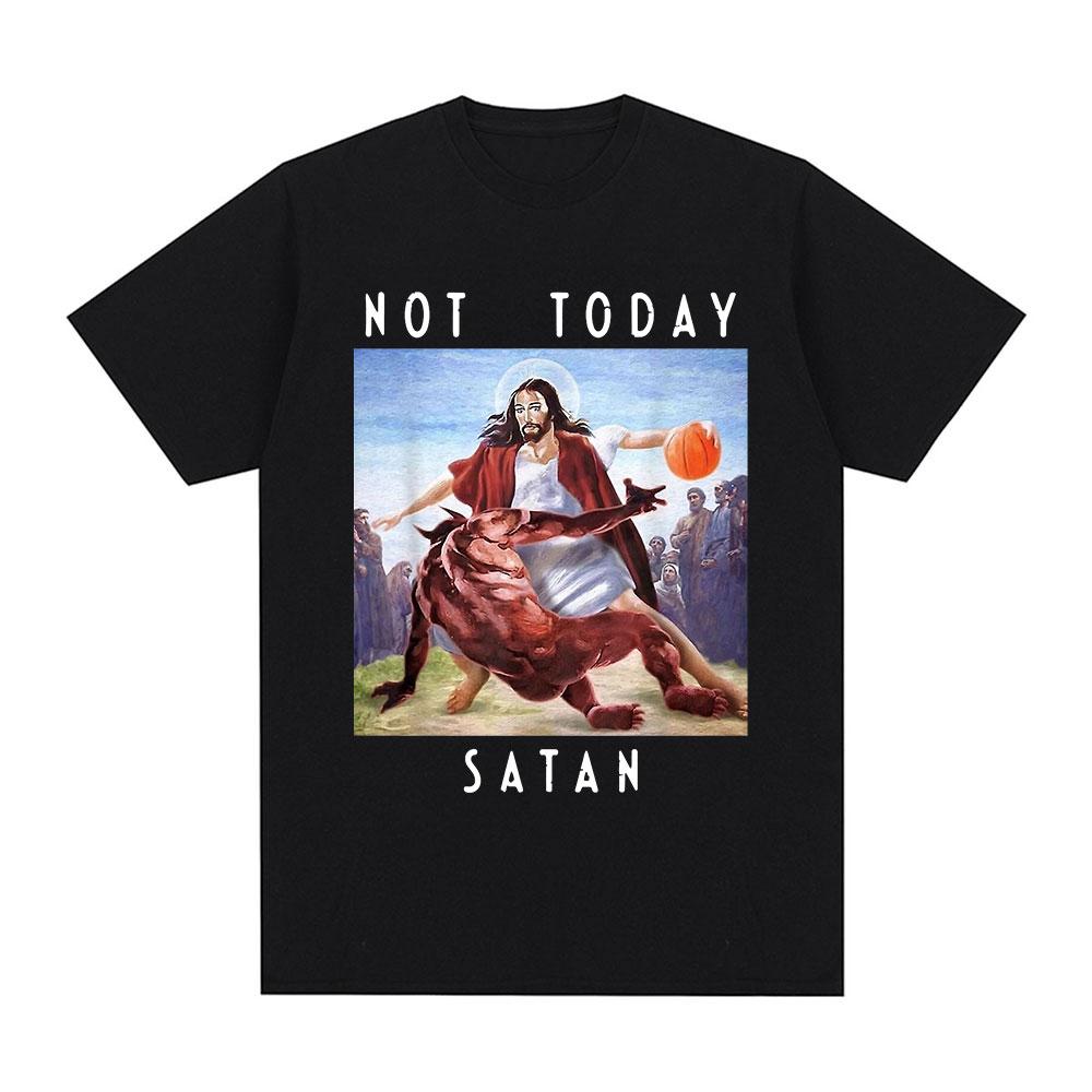 Not Today Satan Jesus Vs Satan in T Shirt Harajuku Casual T-shirt Men's Women's Fashion Cotton Summer T Shirts Streetwear Tops