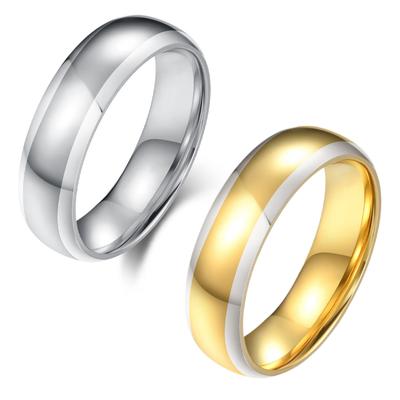 Matte Mirror Polished Two-Tone Titanium Steel Ring Minimalist Simple Engagement Band Unisex Korean Style Fine Jewelry