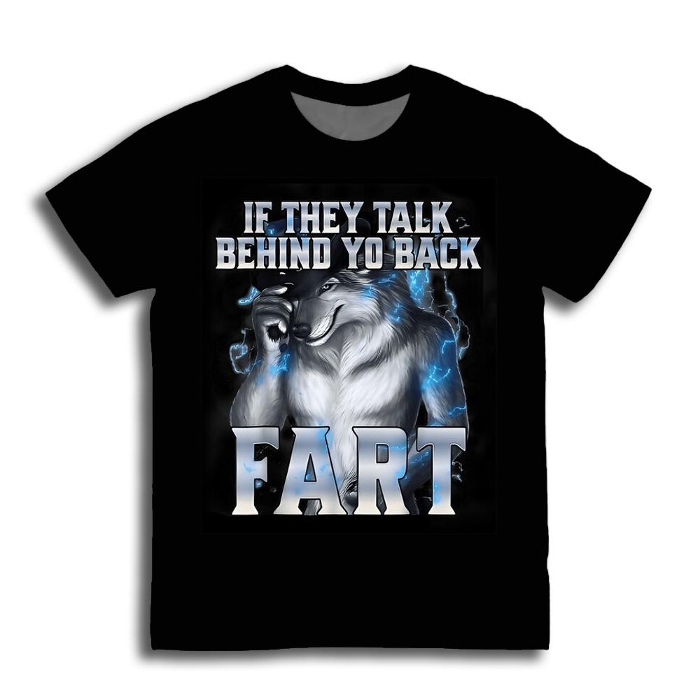 Jeśli Mówią za Twoimi Plecami Pierdzący Wilk Dosłownie Ja Śmieszny Mem Emo Styl Harajuku Męska Retro Zabawna Koszulka z Okrągłym Dekoltem i Krótkim Rękawem