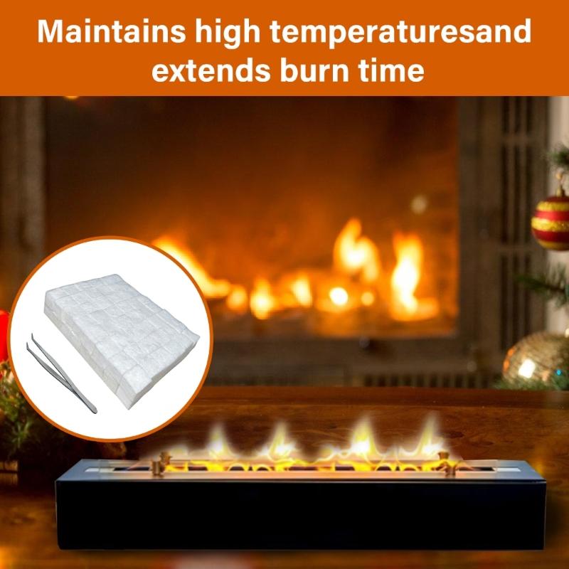96Pcs Bioethanol Fuels Carbon Felt Wick Small Ceramic Wool Wick for Table Top Fire Pit, Bioethanol Fireplaces Easy To Use
