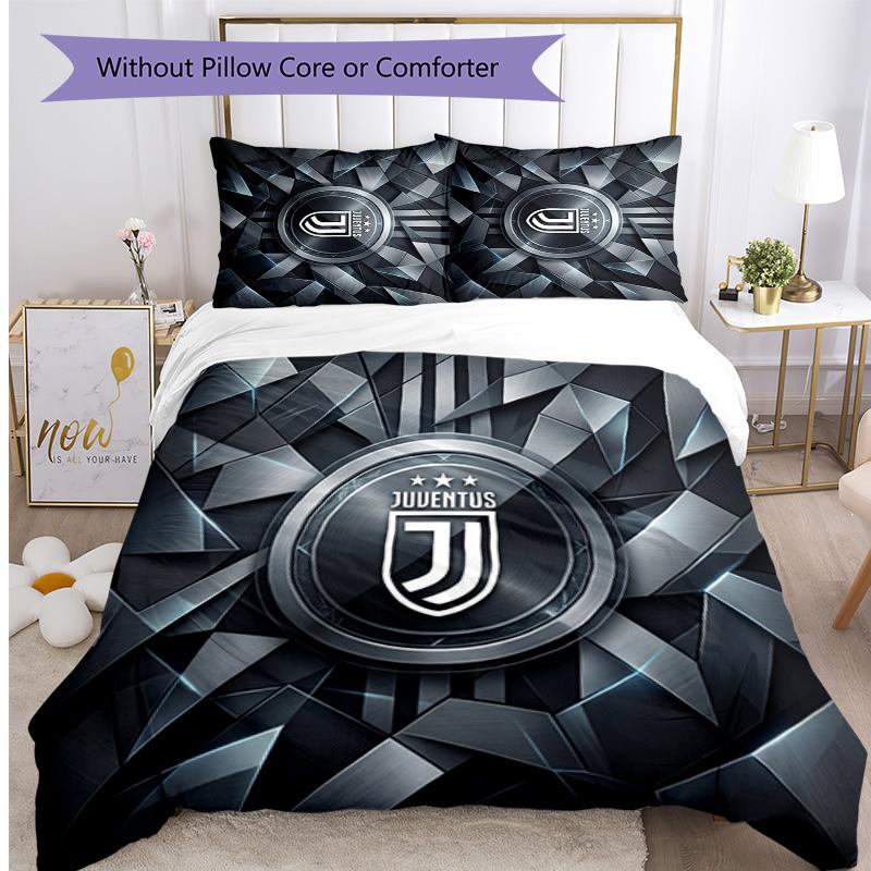 Set Biancheria da Letto 3 Pezzi con Stampa Pattern Juventus FC Morbido Delicato sulla Pelle Lavabile Copripiumino e Federe Set Stagione Unica Camera da Letto