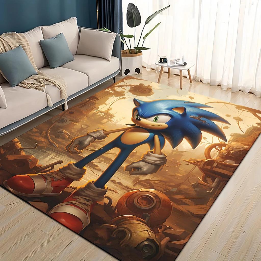 Cartoon 3D S-Sonics Retro Carpet Rug for Living Room Bedroom Home Sofa Decoration,Kids Play Non-slip Floor Mat