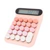 Mechanical Switch Calculator LCD Display 24 Keys Automatic Sleep Desktop Calculators for Business Office Students Pink
