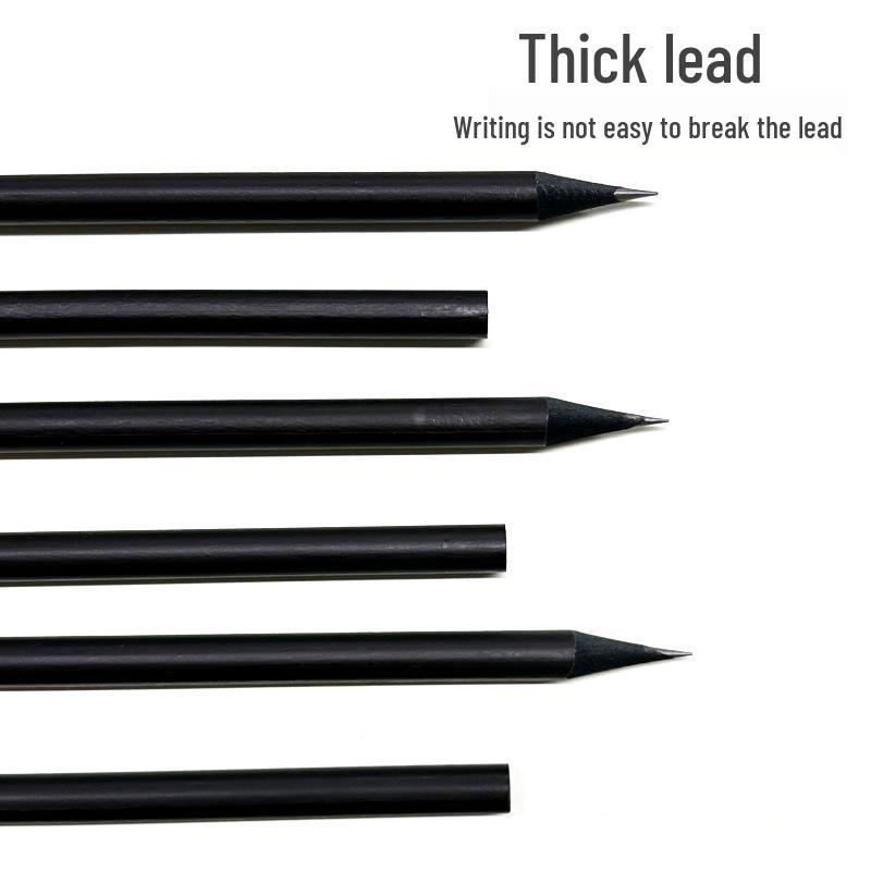 Black Wood Round Barrel Custom Logo HB Sketching Pencil, Grade A Poplar Stationery.